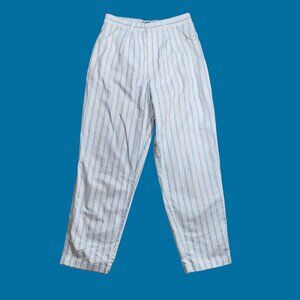 Vintage Hunt Club White Blue Striped High Waisted Trouser Pants